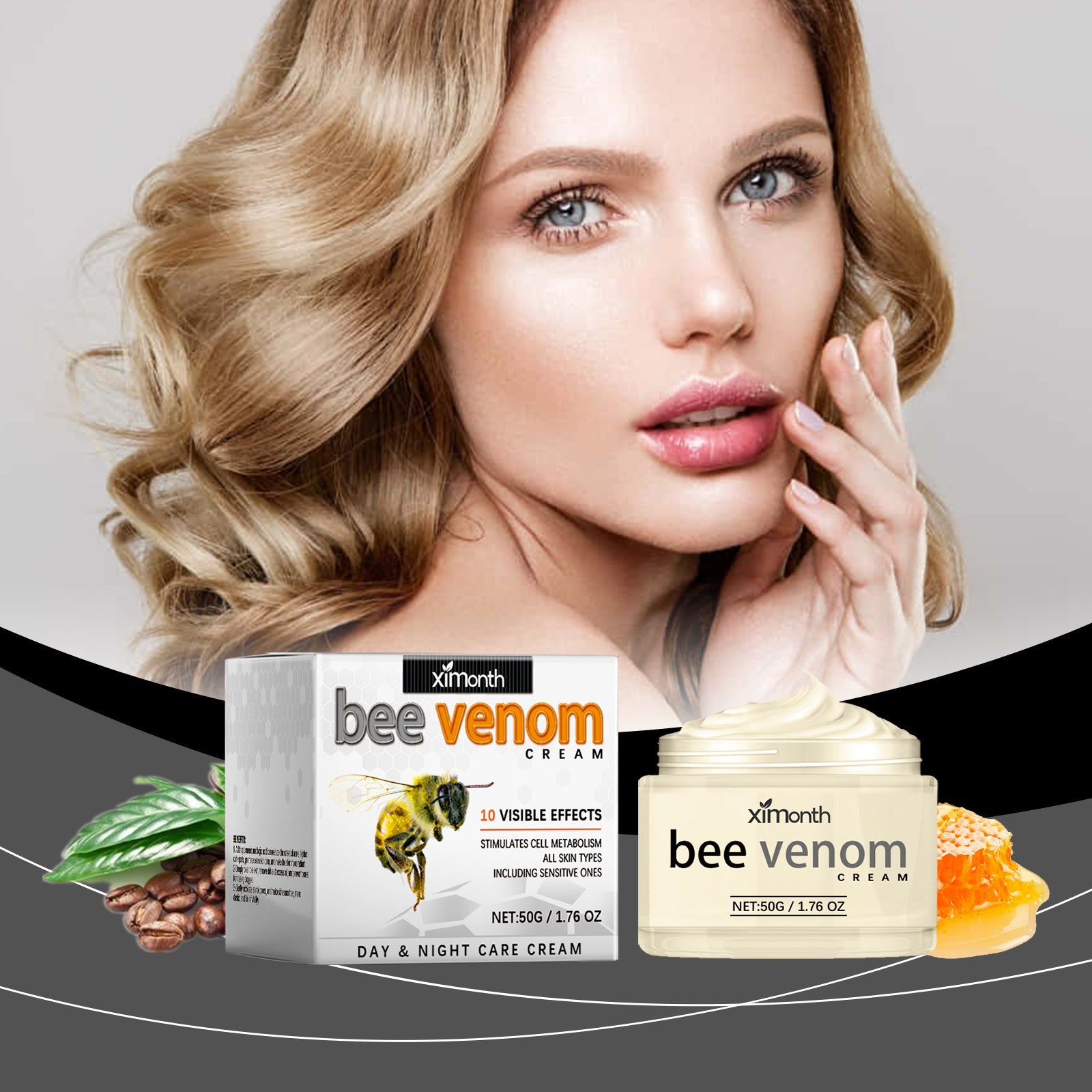 Bee-Venom Anti-Wrinkle Firming Face Cream Moisturizes, Hydrates, Lightens, Brightens And Lifts Fine Lines - Korvel