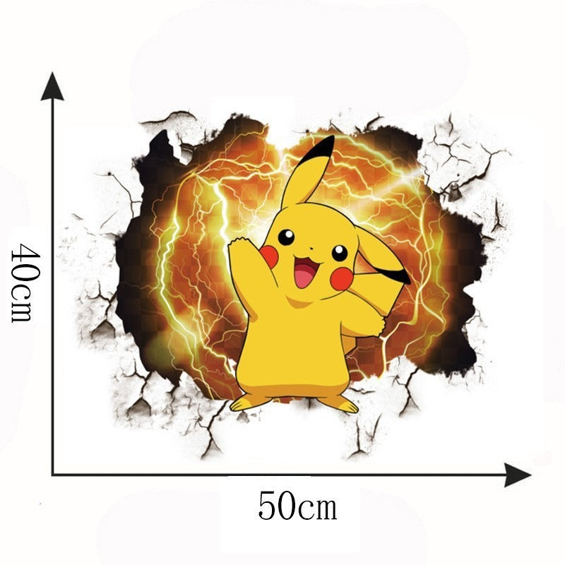 Cartoon anime children's room decoration wall sticker self-adhesive 3D Pikachu Digimon PVC sticker poster wall decoration - Korvel