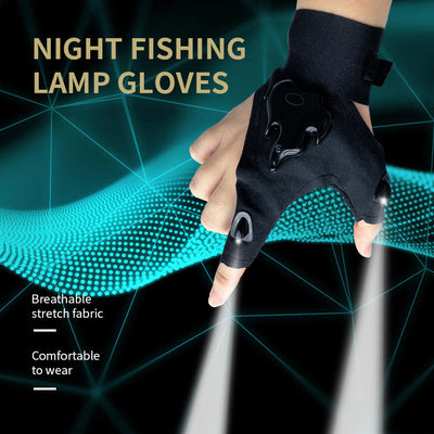 LED rechargeable fishing gloves with high elasticity, anti slip repair, lighting, luminous finger cots - Korvel
