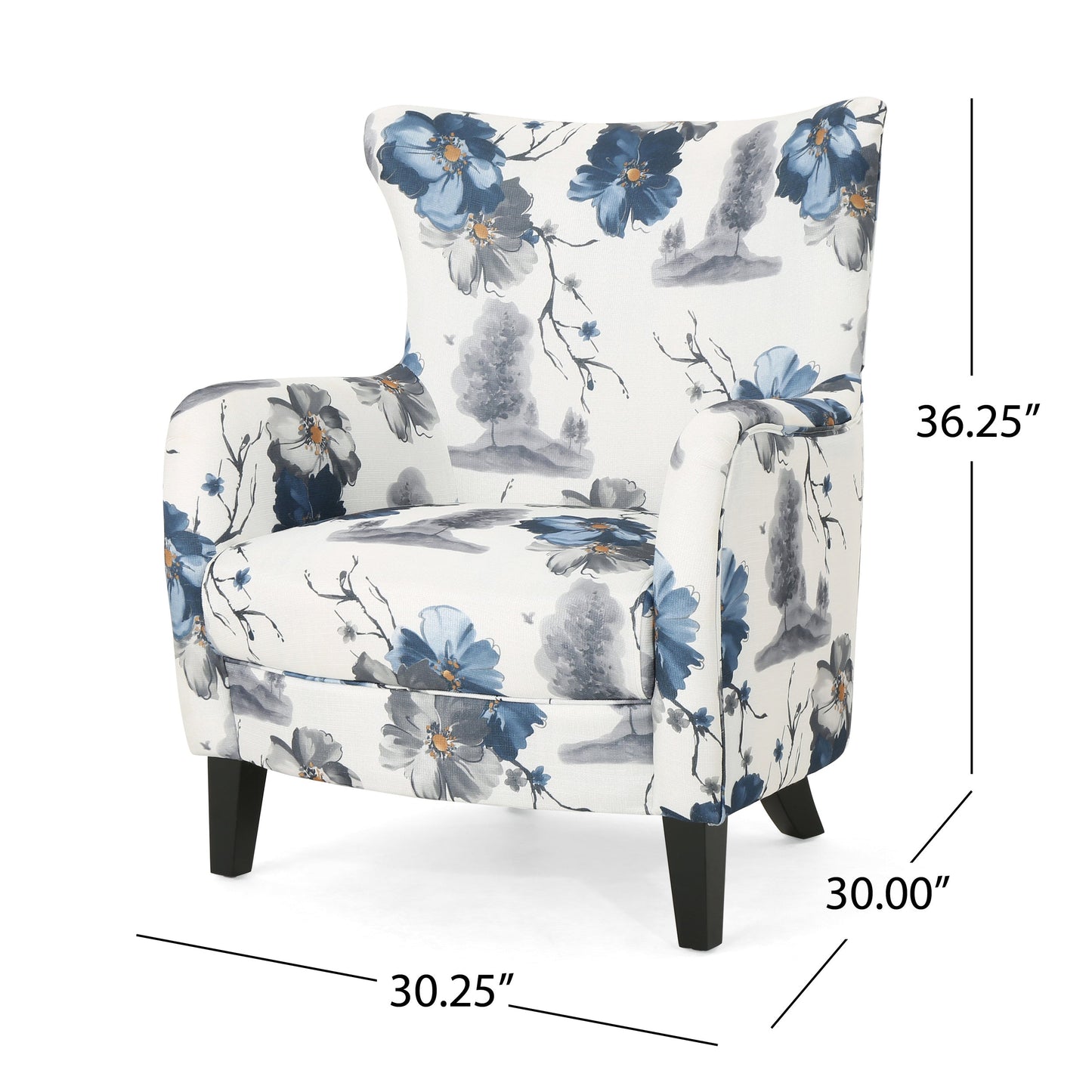Fauteuil Club Rembourré en Tissu Imprimé Moderne Rétro