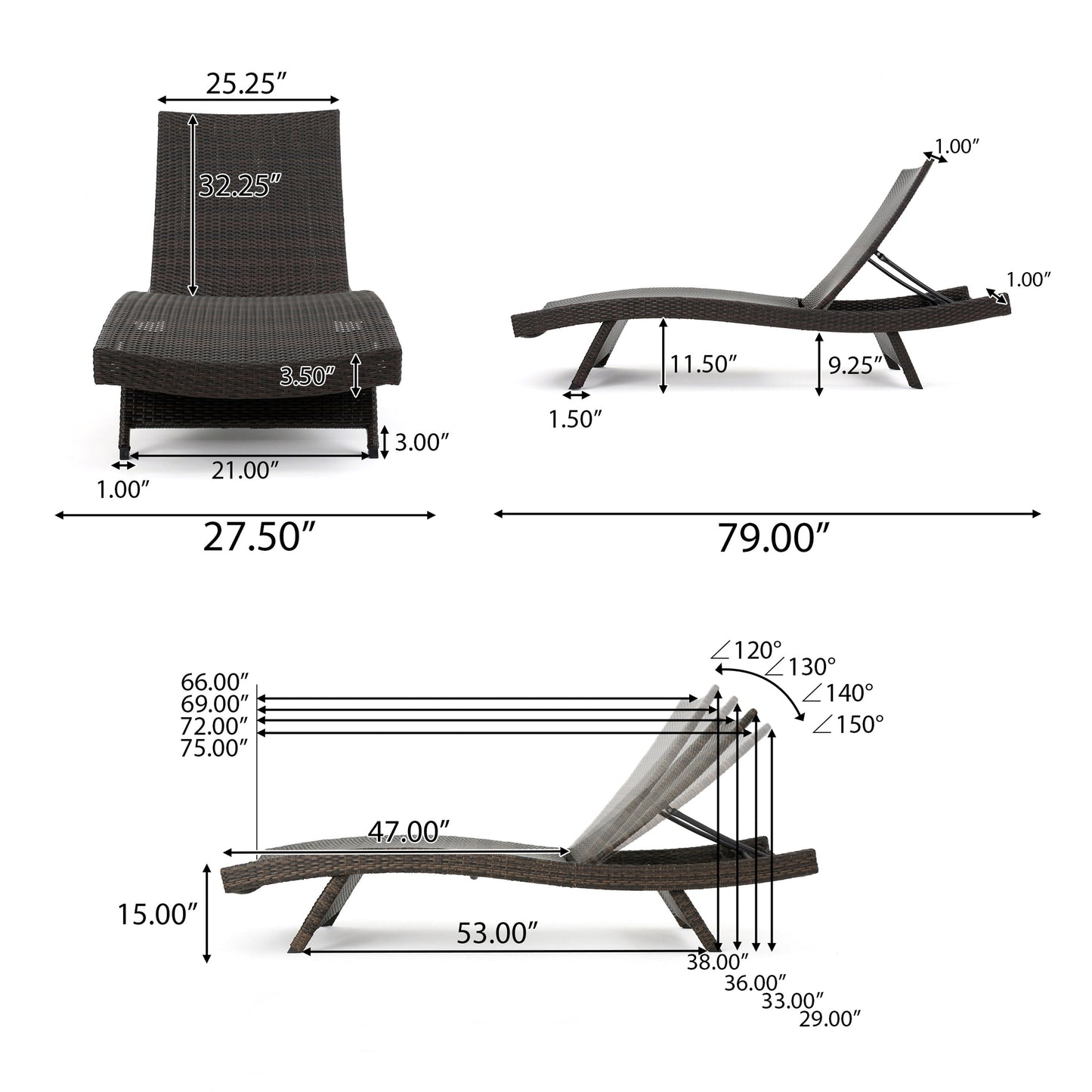 SALEM PE WICKER CHAISE LOUNGE - Korvel
