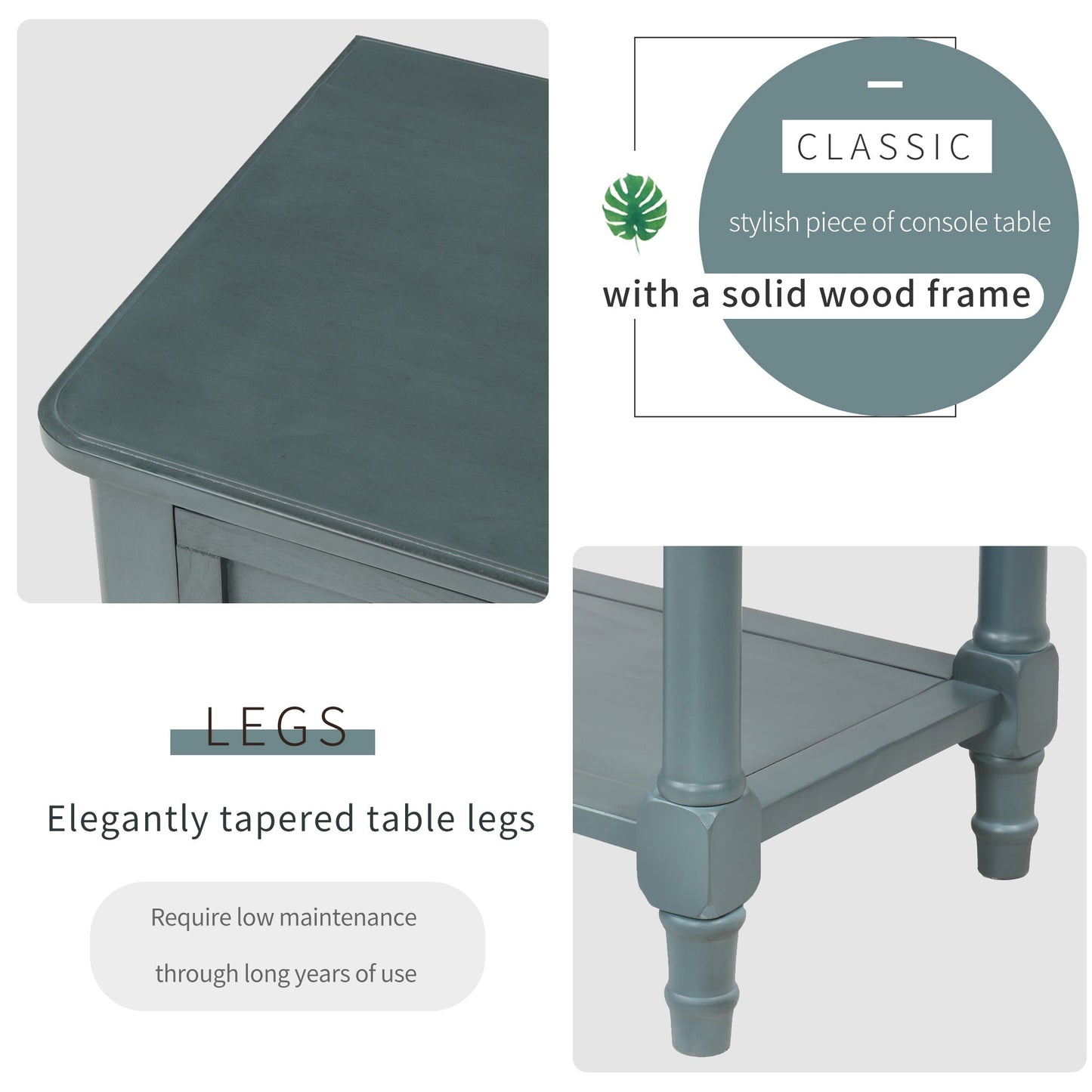 Mesa Consola Estrecha TREXM - Mesa de Sofá Slim con Cajones de Almacenamiento (Marino)