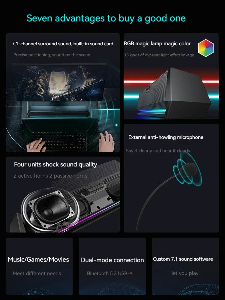 Edifier G1500bar Gaming Loudspeaker Box Desktop Home Laptop Wired Bluetooth Music Movie Games Three Sound Modes Loudspeaker Box - Korvel