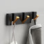 Folding Towel Hanger 2ways Installation Wall Hooks Coat Clothes Holder for Bathroom Kitchen Bedroom Hallway, Black Gold - Korvel