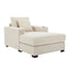 39.7" Oversized Chaise Lounger Modern Style Sofa Couch ,with Pillows, Charge Station & Cup Holders, Chenille Fabric, Cream - Korvel