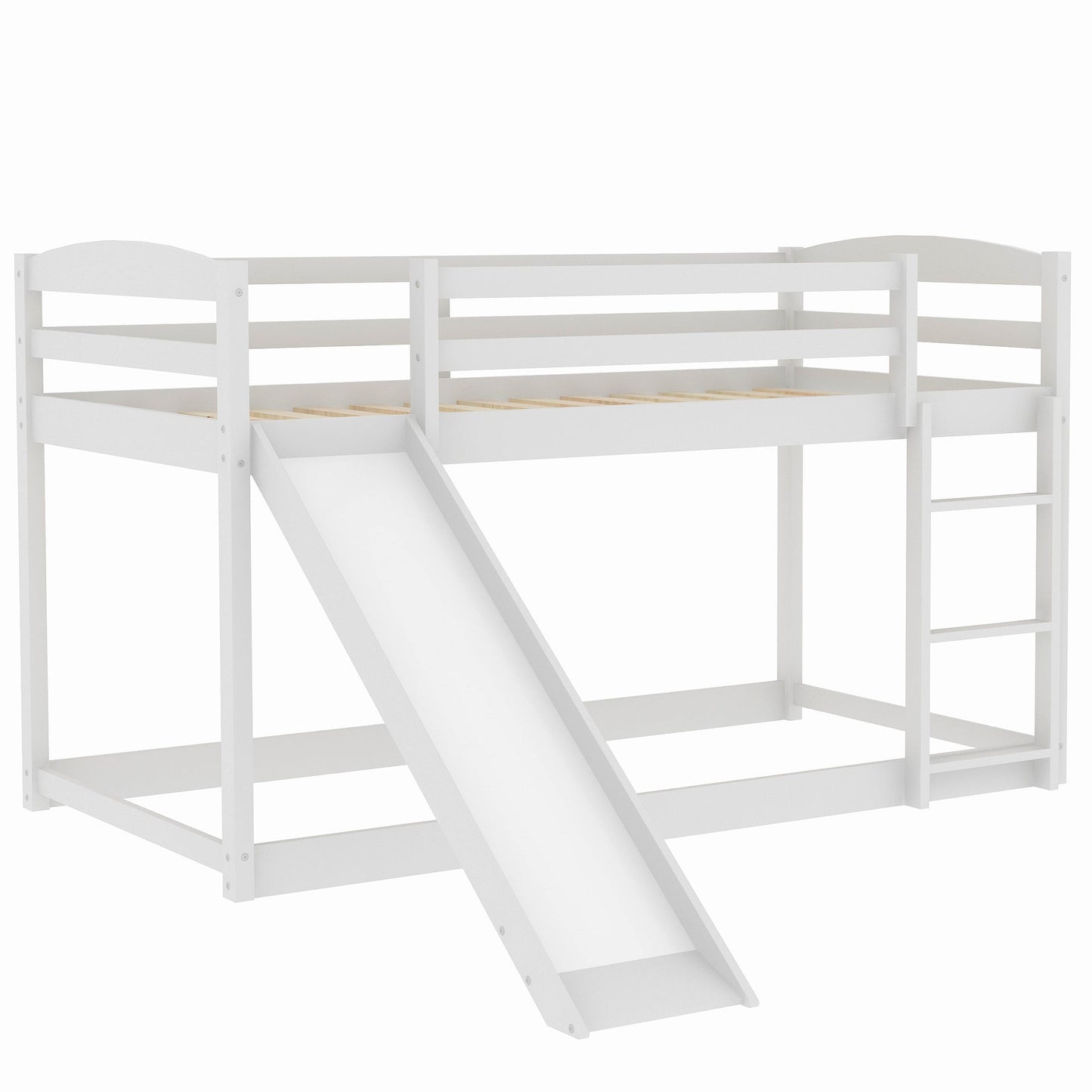 Twin over Twin Bunk Bed with Convertible Slide and Ladder   White - Korvel