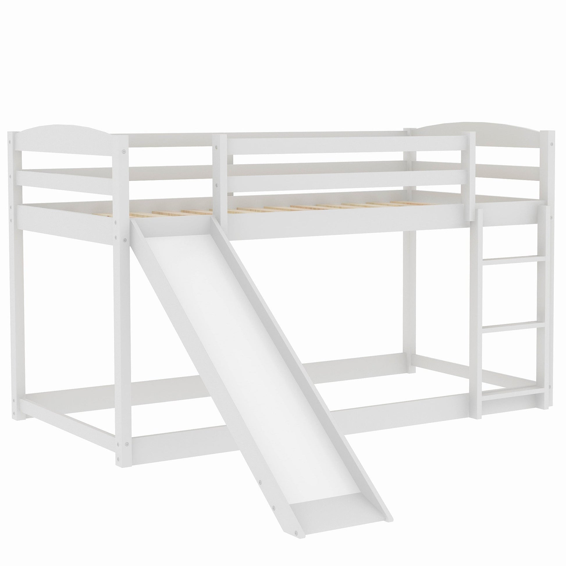 Twin over Twin Bunk Bed with Convertible Slide and Ladder   White - Korvel