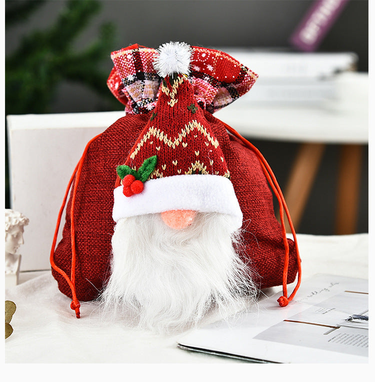Christmas Faceless Doll Tote Bag Creative Christmas Apple Bag Candy Bag Christmas Gift Bundle Pocket - Korvel