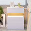 LED bedside table, bedroom, three drawers, dressing table, acrylic board, bedside furniture (white) - Korvel