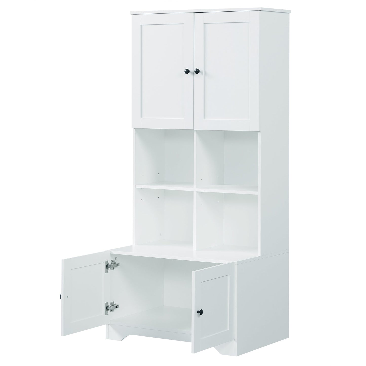 Elegant 4-Door Bathroom Storage Cabinet with Adjustable Shelves
