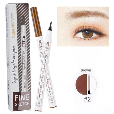 Makeup Micro Sculpture Fine Grain Eyebrow Pen Four Fork Eyebrow Pen Anti Sweating and Non Staining Liquid Eyebrow Pen Four Head - Korvel