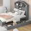 Full Size Wood Platform Bed with Storage Headboard - Gray