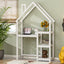 House-shaped Wooden writing Desk,Kids study Table,Bookshelf & Toy Storage,White - Korvel