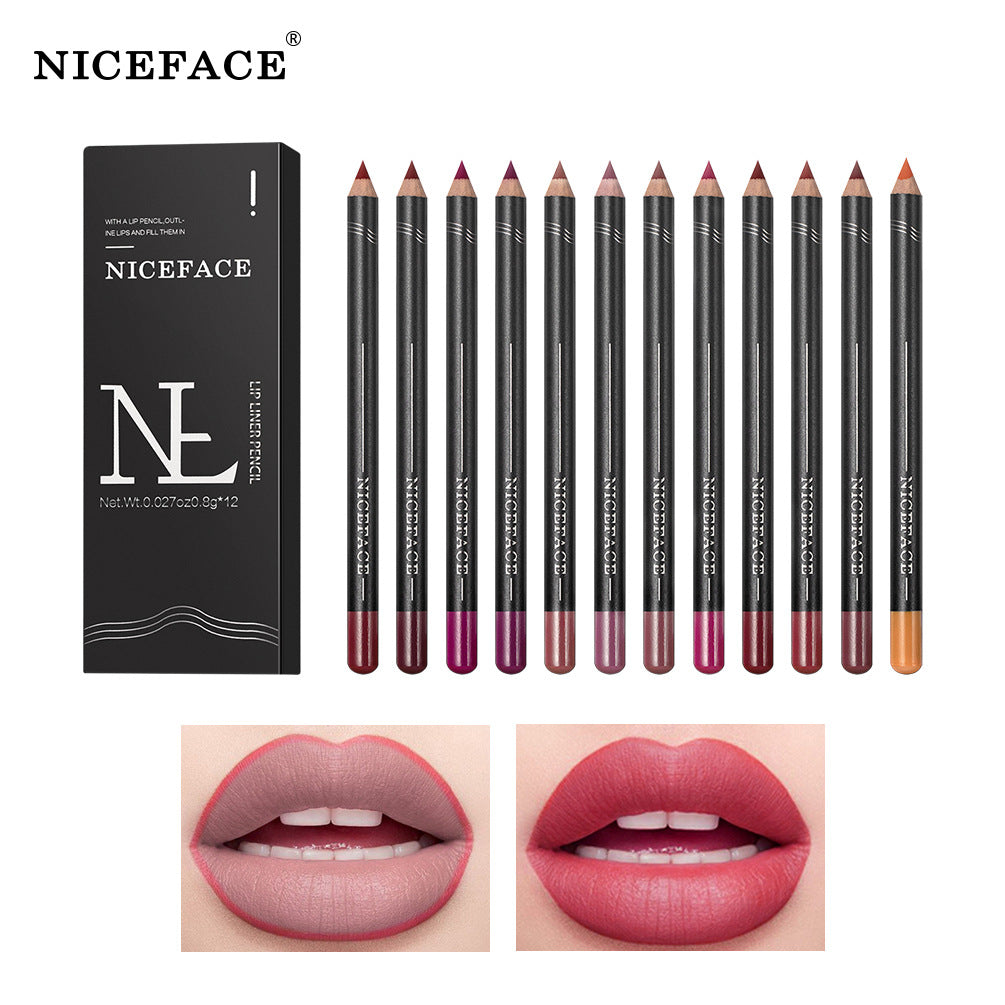 NICEFACE 12 Color Lip Liner Nude Color Modification Is Not Easy To Fade Lip Liner Matte Velvet Lipstick Lip Pencil - Korvel