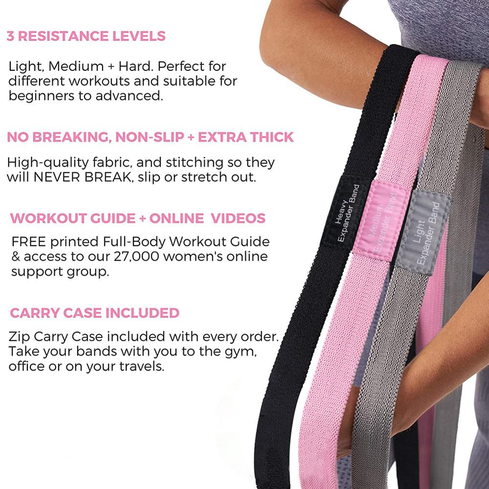 3pcs Resistance Band Buttock Ring Non-Slip Elastic Hip Ring Fitness Squat Resistance Ring Tension Band Set - Korvel