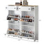 ONTREND ultra-thin shoe cabinet set with 4 flip drawers and adjustable panel top shoe rack, white - Korvel