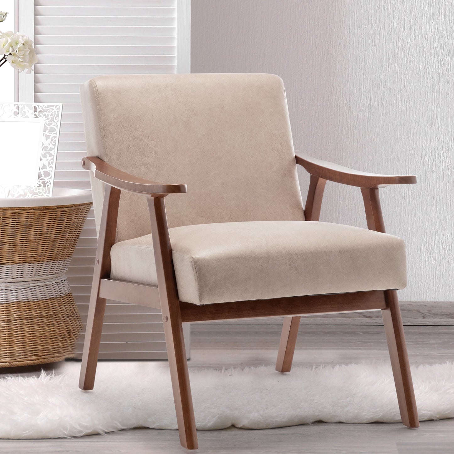 Mid-Century Modern Solid Wood Accent Chair
