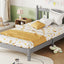 Twin Bed with Column-Decoration Headboard, with Bed Slats,Grey - Korvel