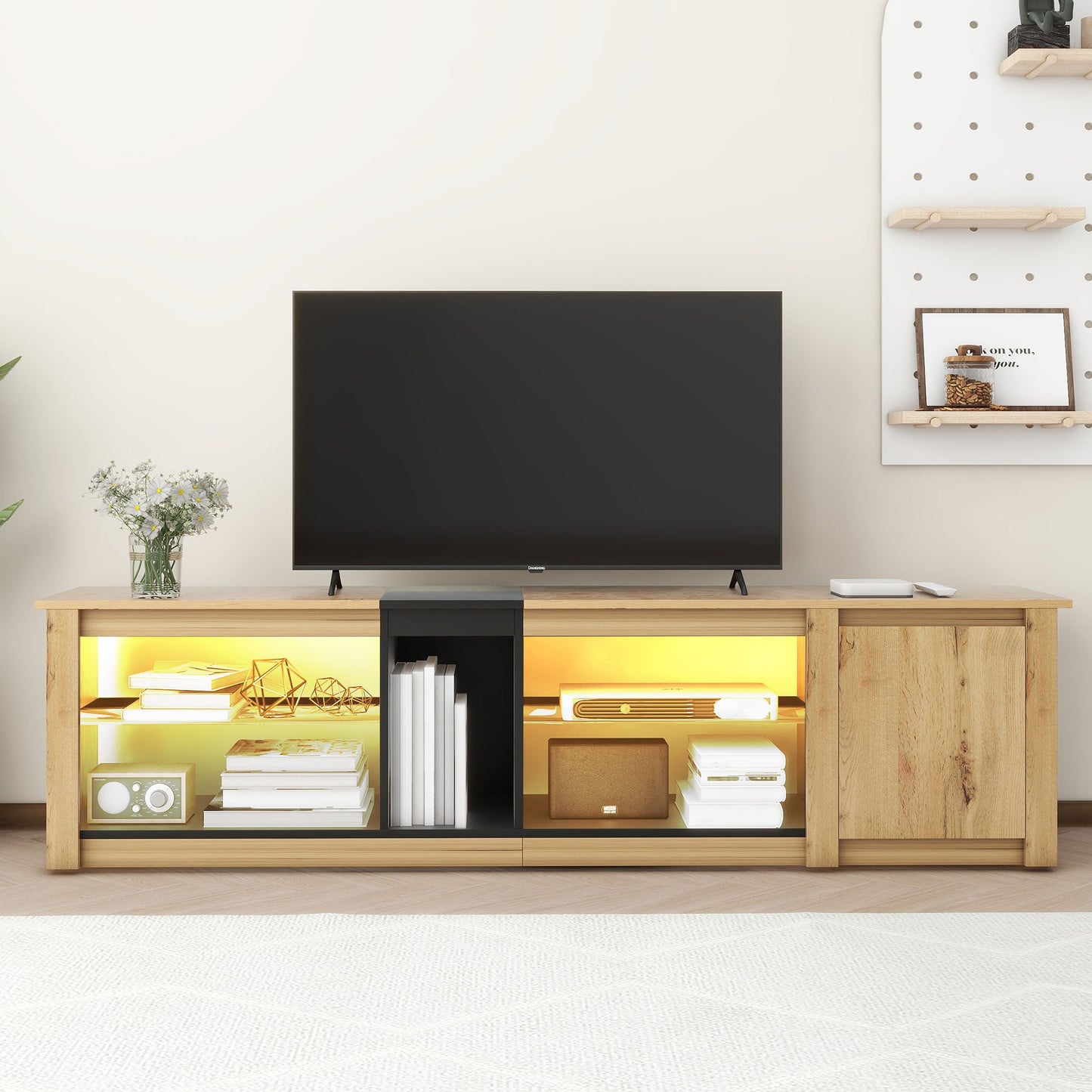Meuble TV moderne pour téléviseurs jusqu'à 80 pouces avec éclairage LED