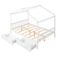 Full Size House Platform Bed with Two Drawers Headboard and Footboard,Roof Design White - Korvel
