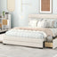 Queen Upholstered Platform Bed with Twin Size Trundle and Two Drawers  Beige - Korvel