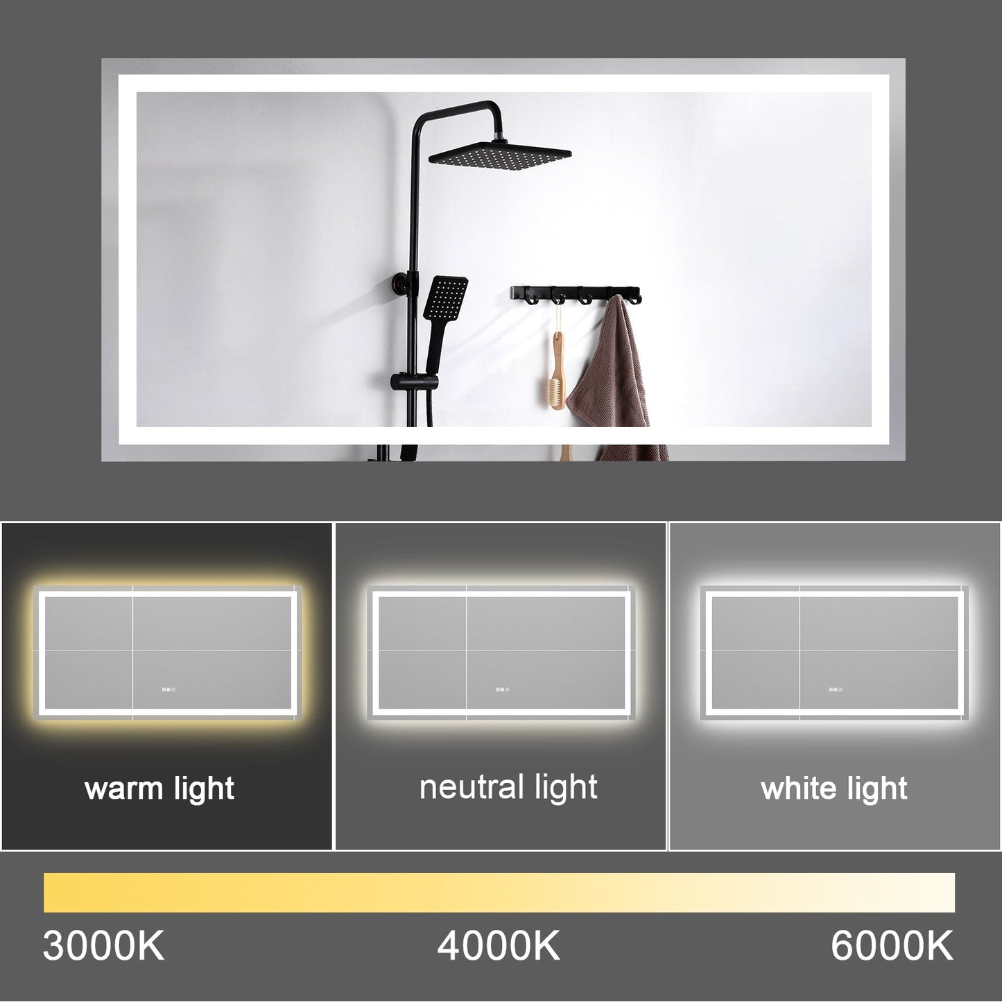 72"×36" LED Mirror Light Bathroom,anti-Fog & Dimming Led Bathroom Vanity Mirror - Korvel