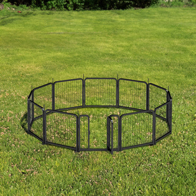 Portable 12-Piece Dog Playpen - 24" Indoor/Outdoor Fence