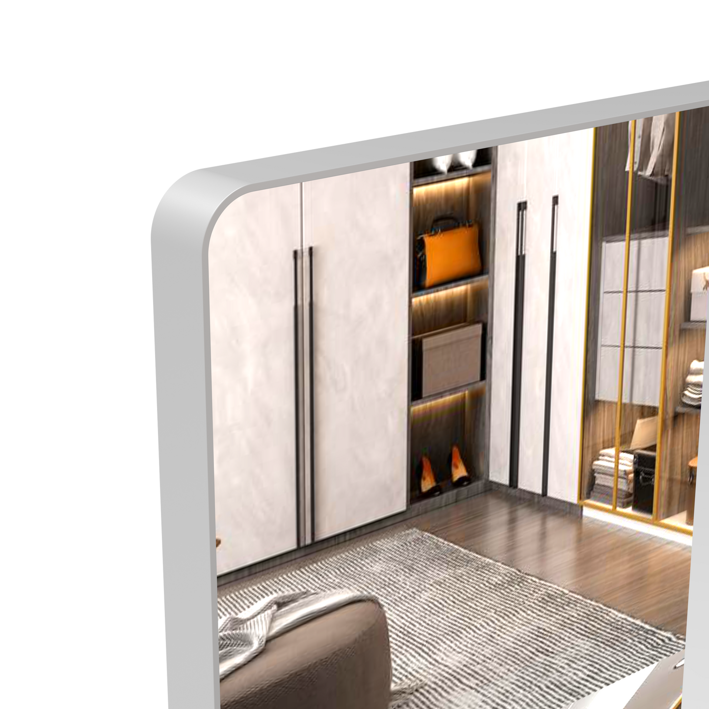 Large Movable Tray Bathroom Mirror with Aluminum Frame