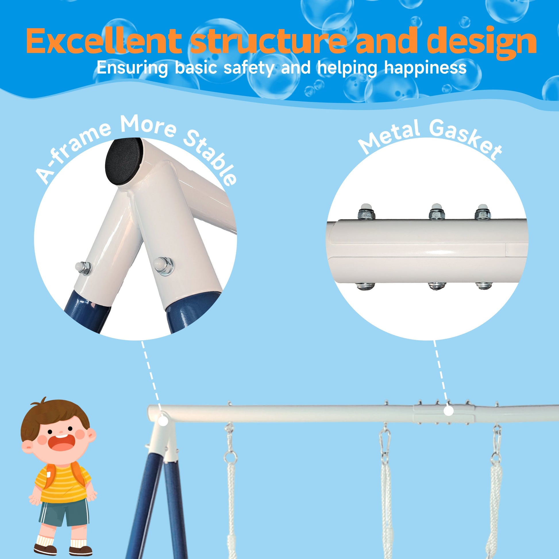 Kids Metal Swing Set for Backyard Outdoor Playground Two Functional Swing Set For Kids Outdoor Equipment - Korvel