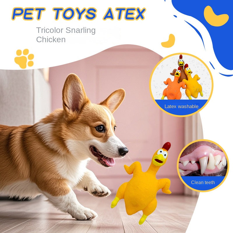 Pet Dog Toy Squeaky Chicken Latex Chew-Resistant for Large and Medium Dogs Boredom Relief Sound-Making Toy for Puppies - Korvel