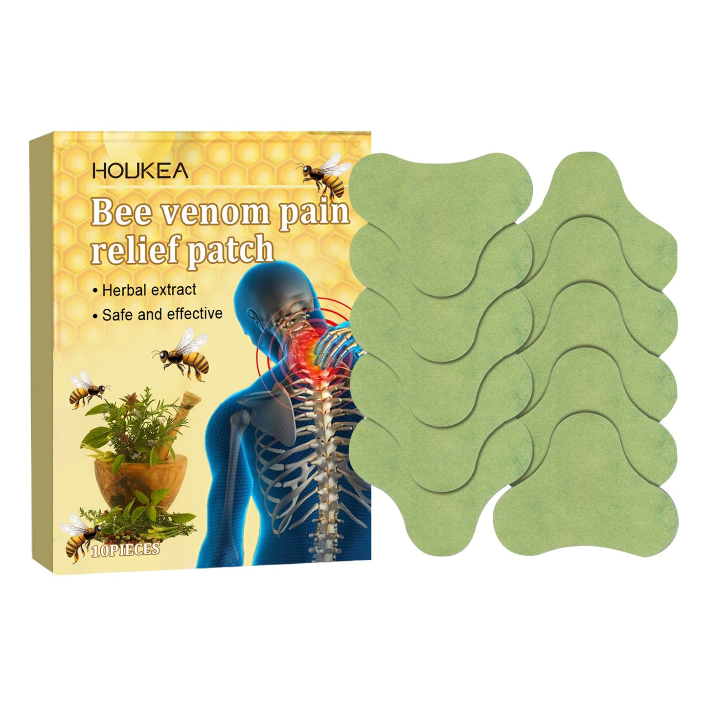 Bee Venom Neck Care Patch Herbal Ingredients For Joints, Knees, Lumbar Spine, Shoulders, Neck, Muscles And Bone Aches - Korvel