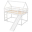 Twin Size Bunk House Bed with Slide and Ladder White - Korvel