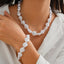Fashionable irregular shaped pearl necklace, light luxury style, metallic feeling, collarbone chain set - Korvel