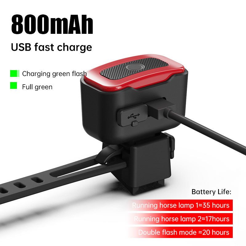 Intelligent induction brake bicycle taillight road mountain bike charging warning riding equipment square red taillight - Korvel