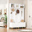 Large storage hall tree with bench, multifunctional storage platform, luxury clothes hanger equipped with 6 gold hooks - Korvel