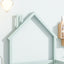 Twin Size Wood Bed with House-Shaped Headboard in Light Green