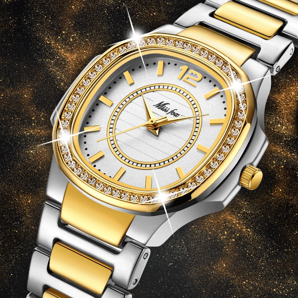 Missfox 2549 Women Watches Women Fashion Watch Geneva Designer Ladies Watch Luxury Brand Diamond Quartz Gold Wrist Watch Gifts For Women - Korvel