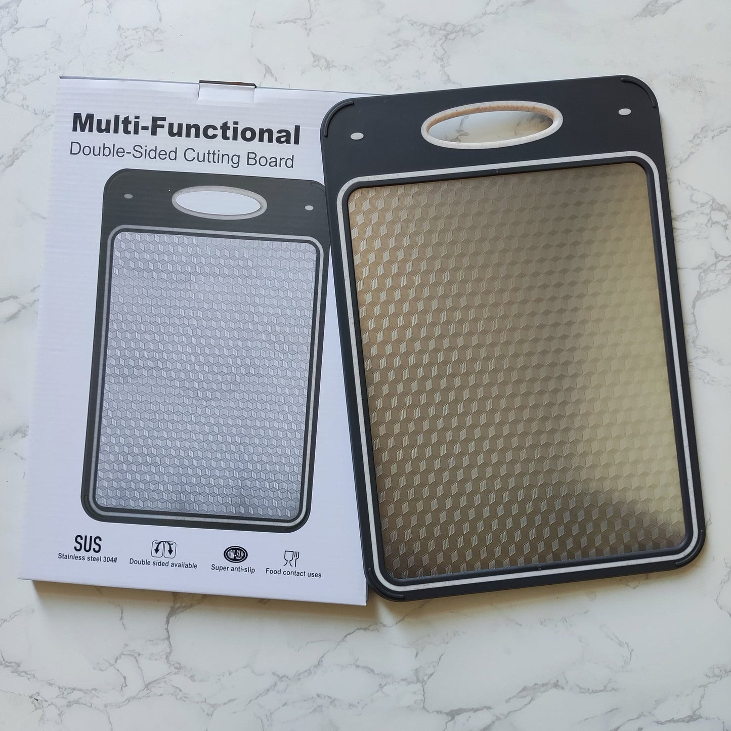 Kitchen double-sided food grade plastic cutting board 304 stainless steel cutting board cutting board - Korvel