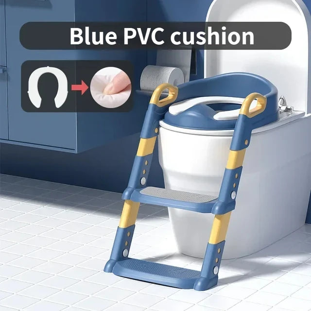 Stair Style Children's Toilet Boy and Girl Baby Toilet Folding Rack Step Stool Child Step Toilet Seat Ring Baby Potty Toilets - Korvel