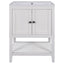 24" White Modern Sleek Bathroom Vanity Elegant Ceramic Sink with Solid Wood Frame Open Style Shelf - Korvel