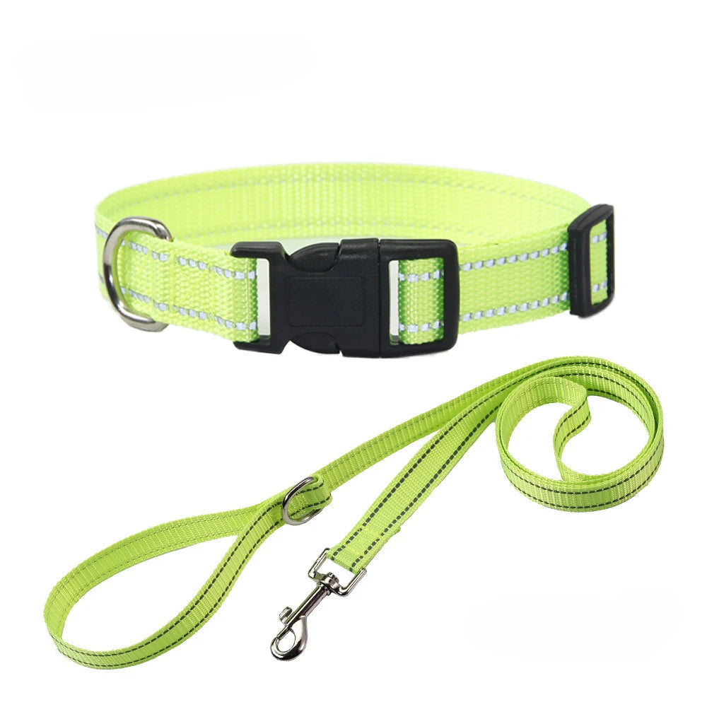 Nylon Dog Collar and Leash Set Pet Collars Leash for Small Medium Large Dogs Dog Accessories for Small Dogs - Korvel
