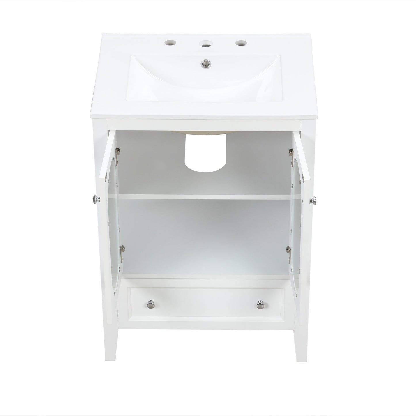 Meuble de salle de bain blanc de 24" avec lavabo et rangement
