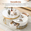 Mesa de café moderna redonda apilable con cajones en blanco