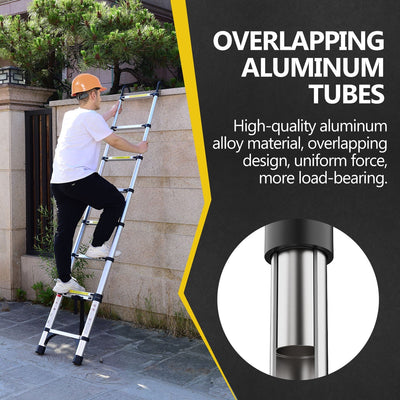 8.5FT Versatile Telescopic Aluminum Ladder with Hooks