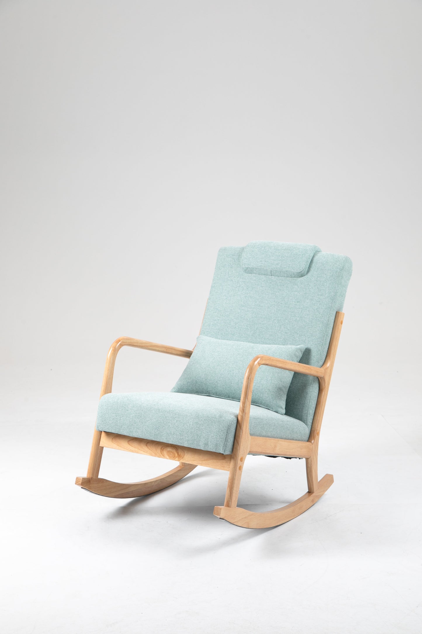 Premium Upholstered Rocking Chair with Lumbar Pillow