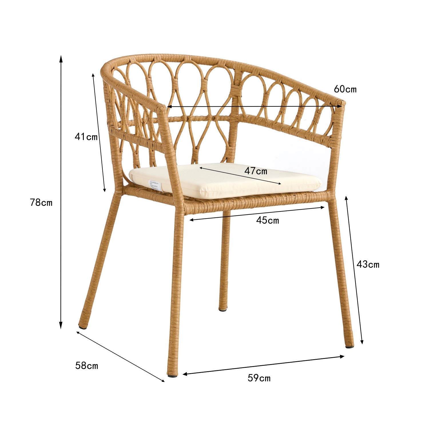 Outdoor dining set of 5 simple bamboo dinning table  PE ratten round table 110CM plastic wood top - Korvel