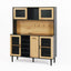 59 "H buffet side cabinet with storage door and power outlet, coffee bar cabinet with wine rack, black and natural colors - Korvel