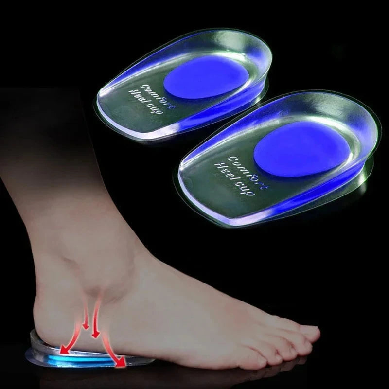 1pair Soft Silicone Gel Lnsoles Men Women TransparentRelieve Foot Pain Heel Lnsoles Foot Massager CareShoe Pad Foot Care Tool - Korvel