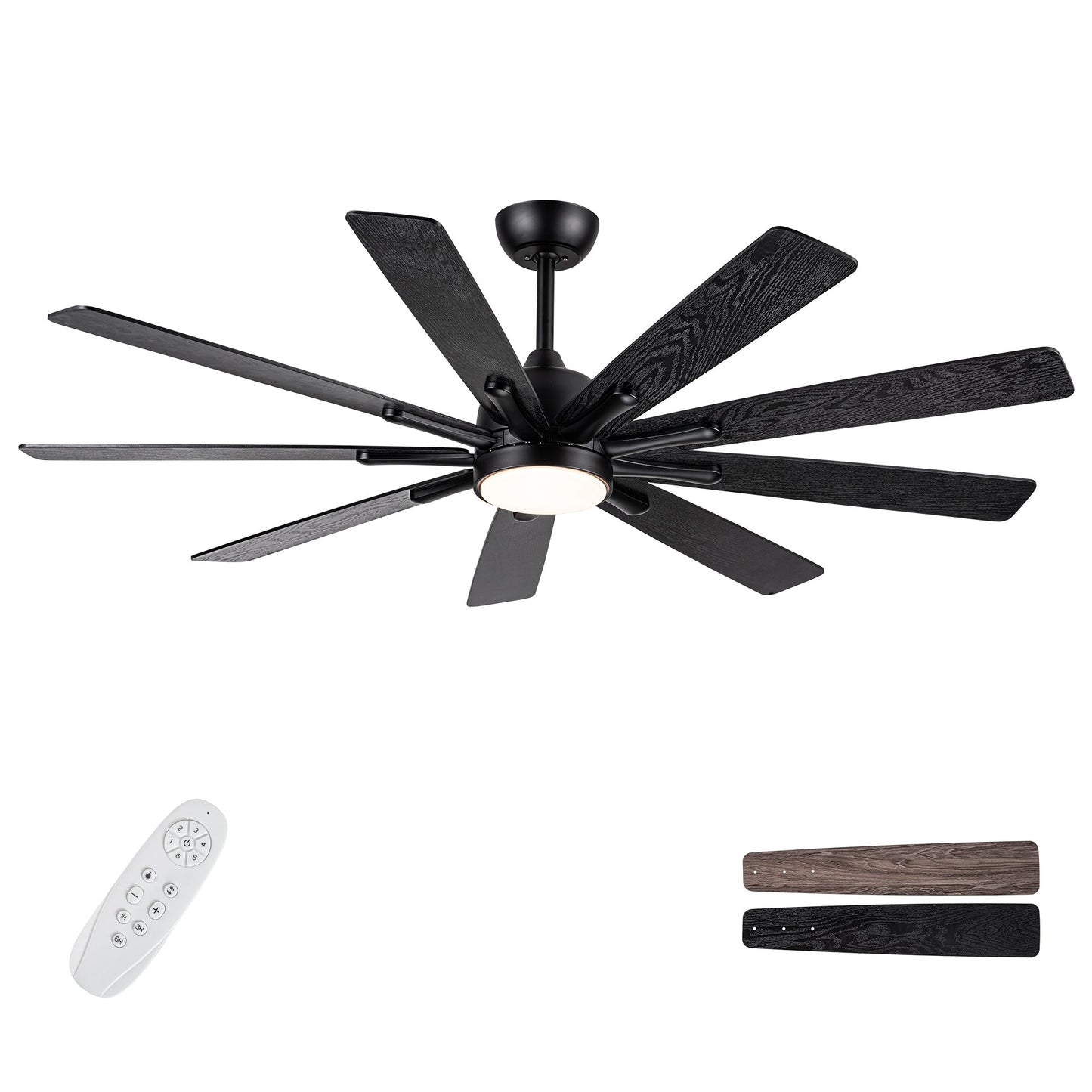Modern Farmhouse 62-Inch Black Ceiling Fan with Smart Control