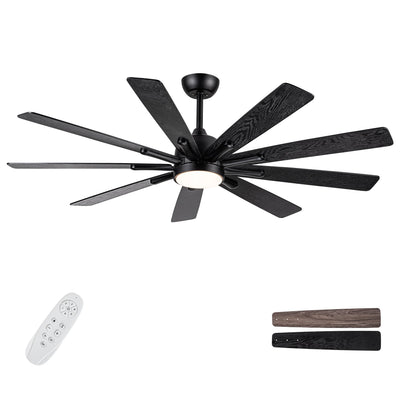 Modern Farmhouse 62-Inch Black Ceiling Fan with Smart Control